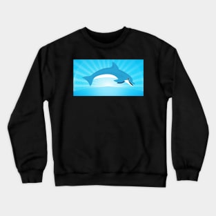 Dolphin Leaping In Front Of Grid Balls Crewneck Sweatshirt